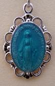 Miraculous Medal - Sterling Silver with blue enamel