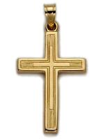 Solid 14KT gold Cross with Lined Cross & Inner Cross design