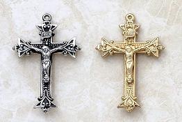 Intricate Crucifix Pendant by Creed in Sterling Silver and Gold over Silver