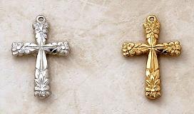 Delicate Cross Pendant by Creed in Sterling Silver and 22KT Gold over Silver