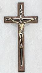 Walnut overlay Crucifix