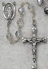 Pewter and Tin Cut Crystal Rosary Beads