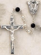 Image of All Sterling Silver & Onyx Rosary by Creed