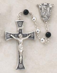 Image of All Sterling Silver & Onyx Men's Rosary by Creed