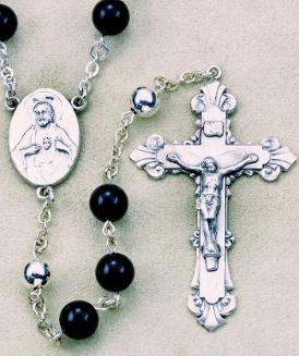 8mm Onyx and all Sterling Silver Rosary