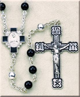 6mm Onyx and Sterling Silver Rosary
