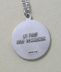 back side traditional sterling silver First Communion medal