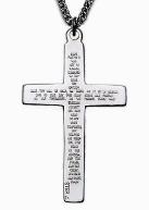 back side Large Sterling Silver Our Father Prayer Cross Pendant necklace