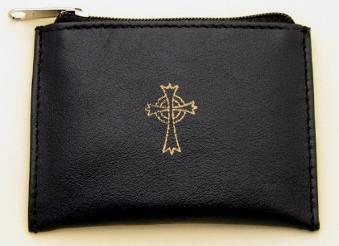 Black Leather Rosary Case With zipper top