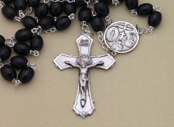 Image of Black Wood Bead & Sterling Silver Rosary