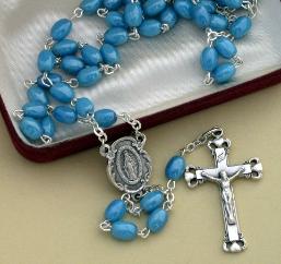 Image of Blue oval Glass Rosary
