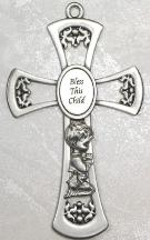 Pewter Praying Boy Baptism Cross