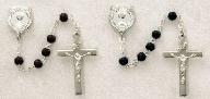 Brown and Black Wood and Sterling Silver First Communion Rosary