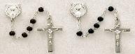 Brown and Black Wood and Sterling Silver First Communion Rosary