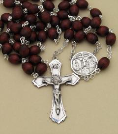 Image of Brown Wood & Sterling Silver Men's Rosary