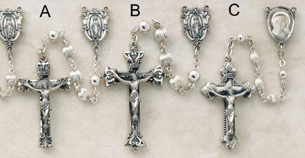 Image of Corrugated bead Sterling Silver Rosaries by Creed