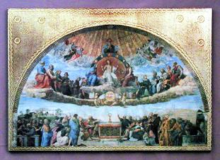 Disputation over the Eucharist by Raphael Florentine Plaque - Roman Catholic Art and Home Decor Page