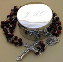 Confirmation Rosary and engraved box gift special