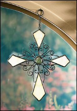 Diamond & Metal Stained Glass Cross