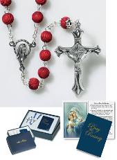 Carved Rose Petal Rosary as part of Gift set.