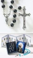 Image of round black wood bead Rosary