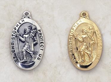 Large gold and sterling silver St. Christopher Medals by Creed