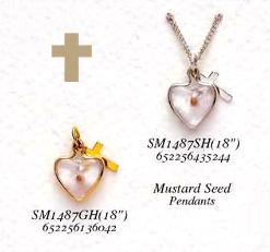 Image of Heart Shaped Mustard Seed Necklace & Cross Charm