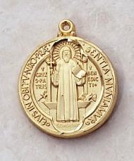 Gold over Sterling Silver St. Benedict Medal