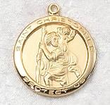 Gold over Sterling Silver Saint Christopher Medal - patron saint