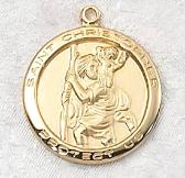 Gold over Sterling Silver Saint Christopher Medal