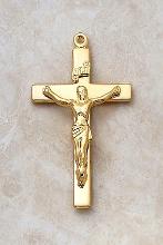 Gold over Sterling Silver Men's Crucifix Pendant necklace