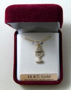Gold over Sterling Silver First Communion Medal with Chalice shape