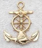 Gold over sterling silver Mariner's Crucifix Pendant necklace