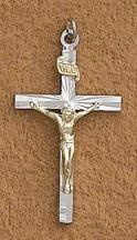 Unique Sterling Silver and Gold starburst Crucifix Pendant by Thomas More