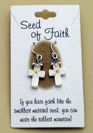 Image of Cross Shaped Mustard Seed Earrings