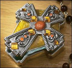 Image of Pewter Cross & Crystal Rosary Box