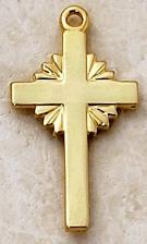 Solid 14KT Gold Sunburst Cross Pendant by Creed 