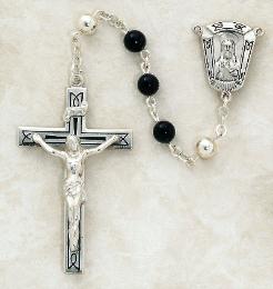 Fine Sterling Silver and Onyx Rosary makes a perfect gift for Father's Day - Father's Day Gift Ideas