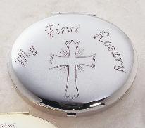 Rhodium Plated Metal Rosary Case