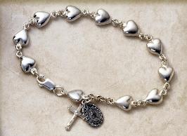 Sterling Silver Heart Rosary Bracelet by Creed