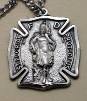 Large Sterling Silver St. Florian Medal