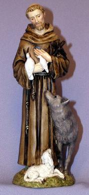 St. Francis with animals Statue - wolf Lamb and birds