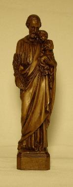 St. Joseph and Child Statue in brown alabaster