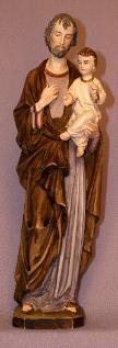 St. Joseph and Child Statue in hand-painted alabaster - Roman Catholic art and Home Decor Page