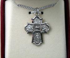Sterling Silver First Communion 4-way medal in gift box