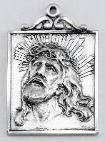 Sterling Silver Head of Christ Medal with crown of thorns