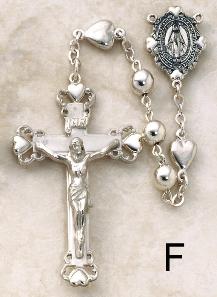 Image of All Sterling Silver Heart Bead Rosary by Creed