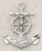 Sterling Silver Mariner's Crucifix Pendant necklace