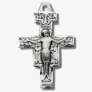 Small Sterling Silver San Damiano Crucifix Pendant Necklace