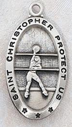 Sterling Silver Saint Christopher Girl's Volleyball Medal.